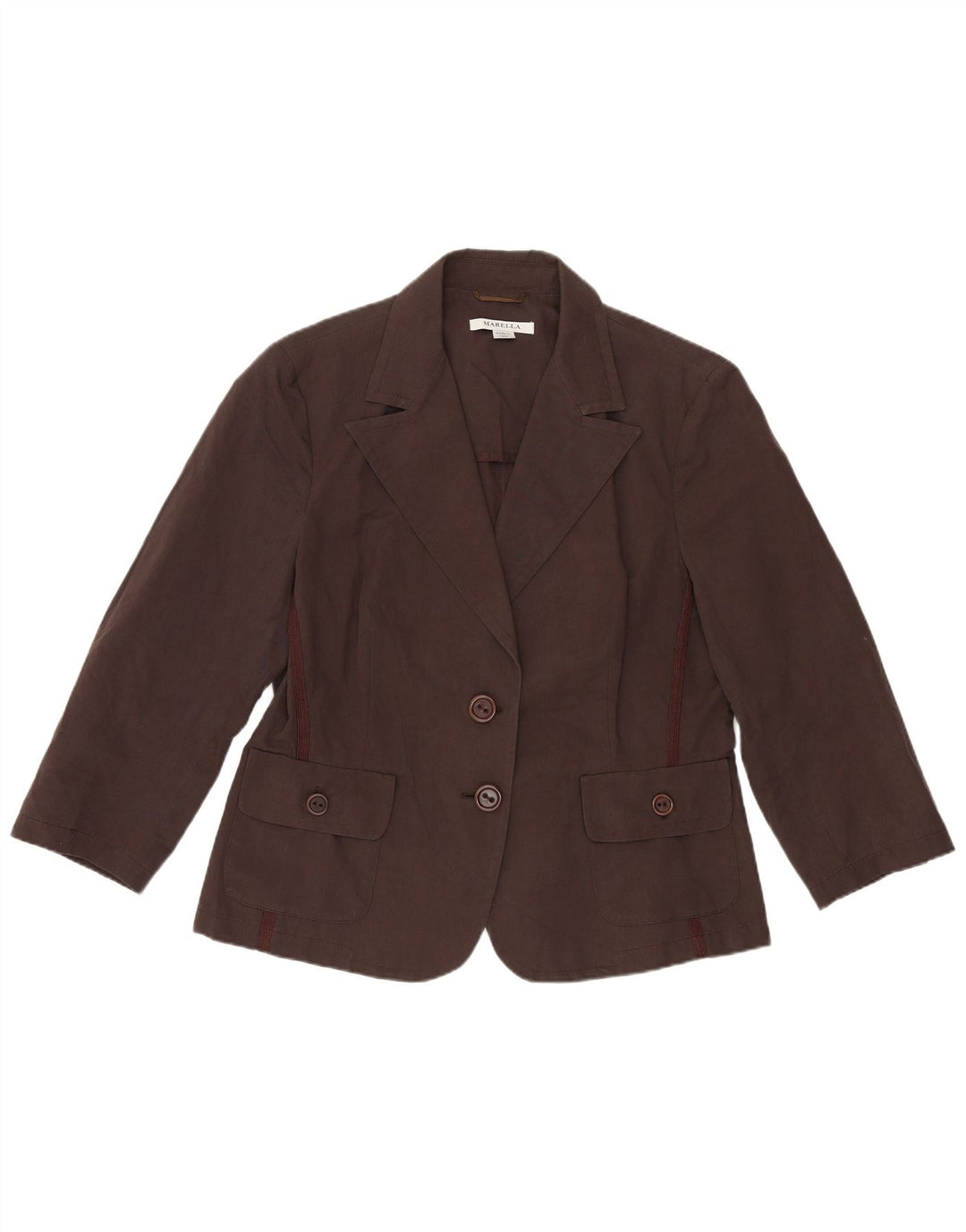 Marella Womens 2 Button Blazer Jacket UK 16 Large Brown Cotton