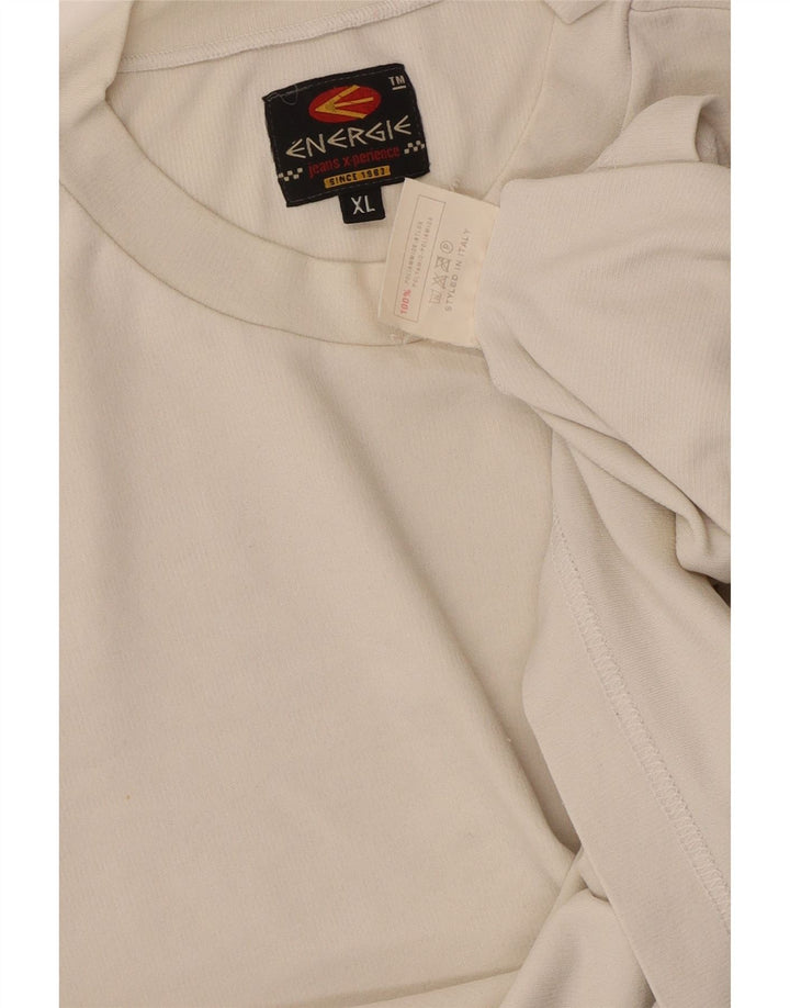 ENERGIE Womens Graphic T-Shirt Top UK 18 XL White Polyamide