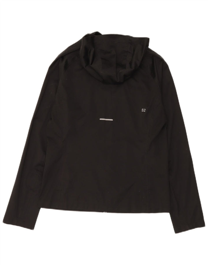 Asics Womens Hooded Tracksuit Top Jacket UK 14 Medium Black Polyester