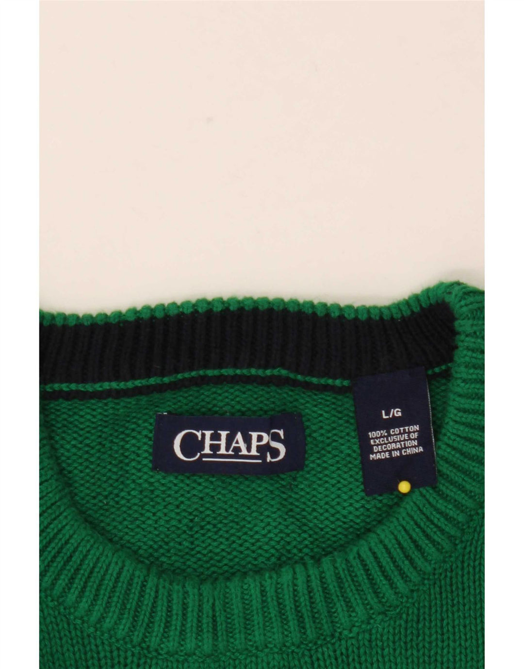 Chaps Mens Crew Neck Jumper Sweater Large Green Cotton