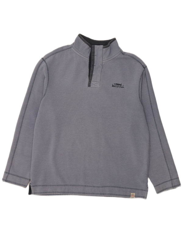 WEIRD FISH Mens Zip Neck Sweatshirt Jumper Large Blue Cotton