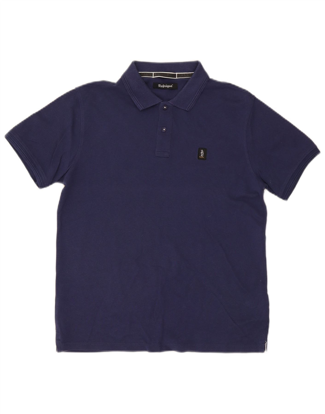 Refrigue Mens Polo Shirt Small Navy Blue Cotton