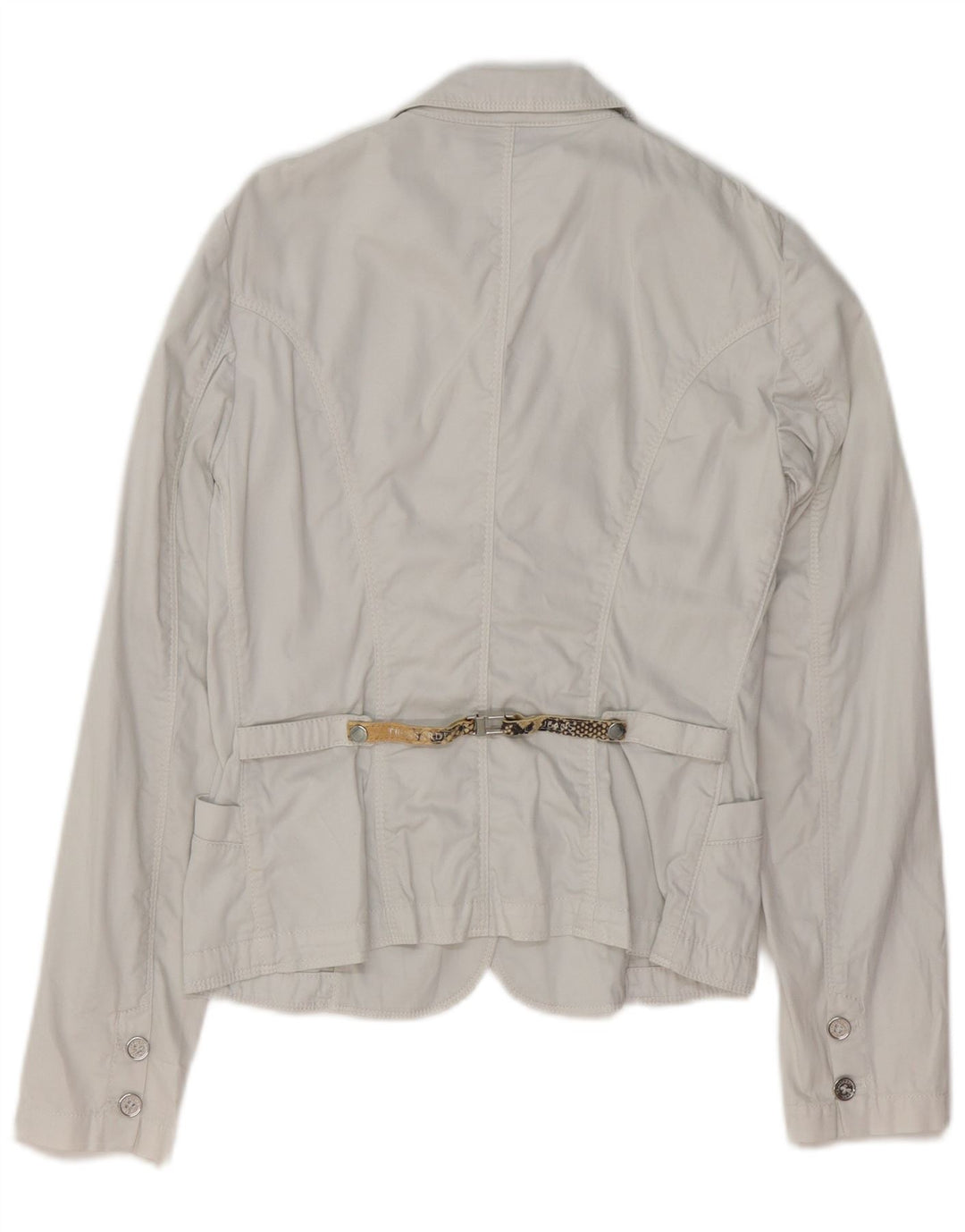 TRUSSARDI Womens 3 Button Blazer Jacket IT 40 Small White Cotton