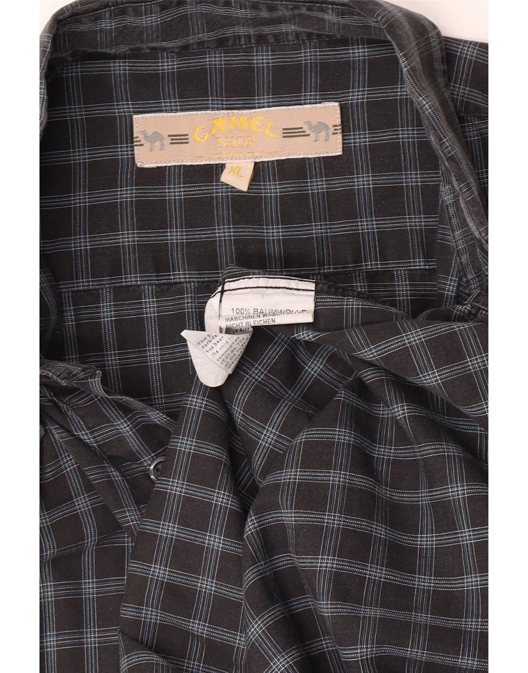 Camel Active Mens Short Sleeve Shirt XL Grey Check Cotton