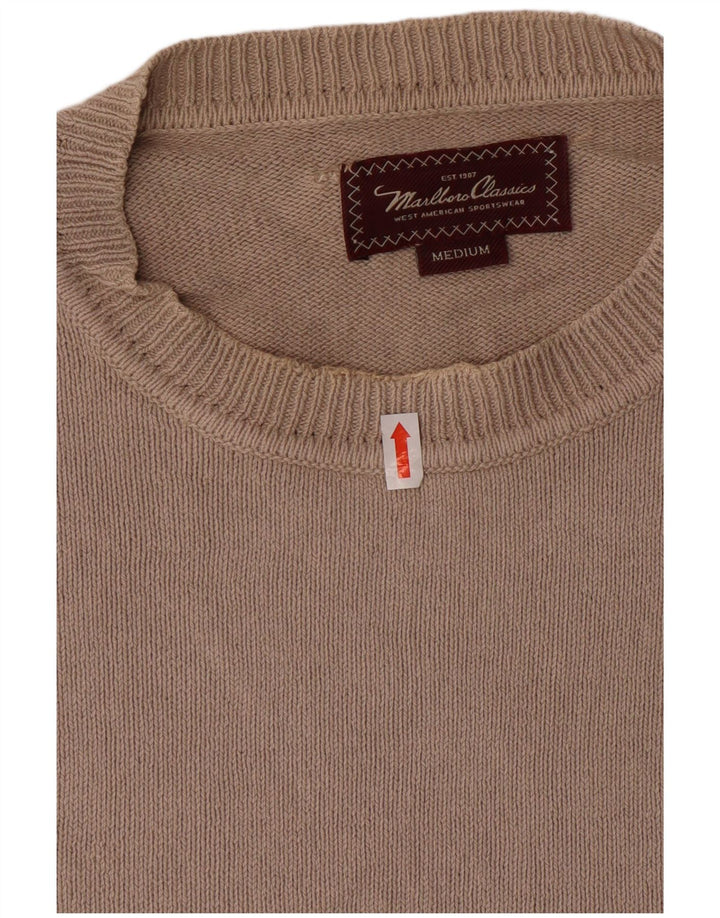 MARLBORO CLASSICS Mens Crew Neck Jumper Sweater Medium Beige