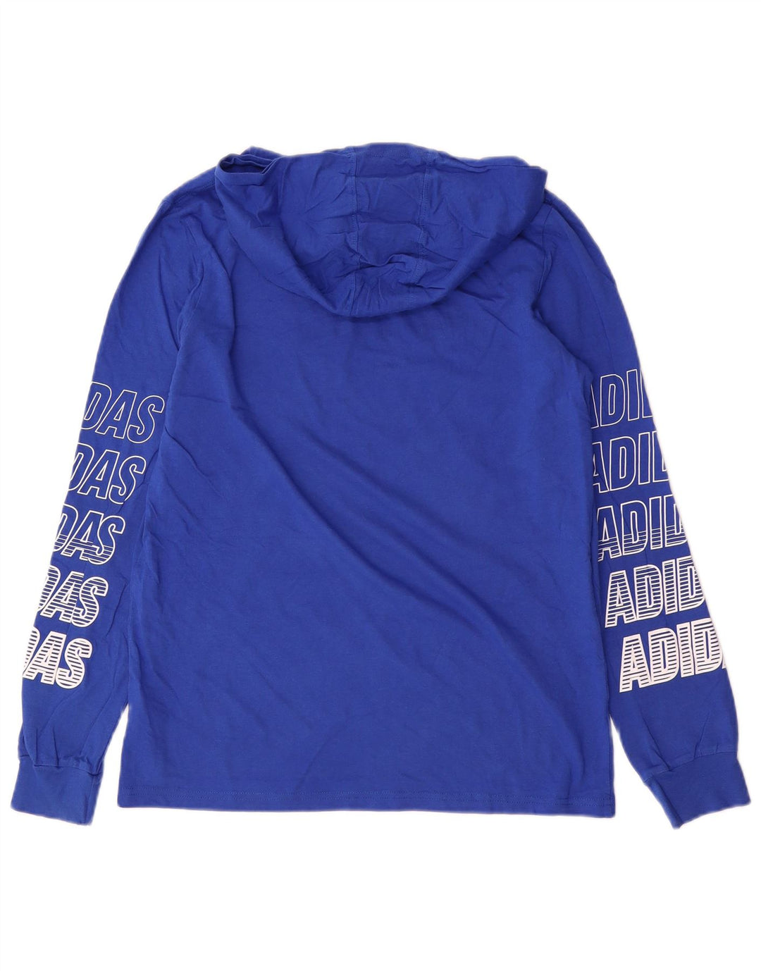 Adidas Boys Hooded Graphic Top Long Sleeve 14-15 Years Large Blue Sports