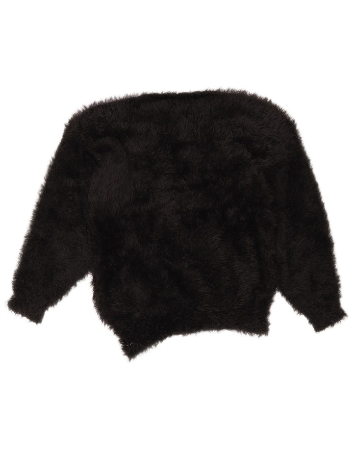 VINTAGE Womens Crew Neck Jumper Sweater UK 14 Medium Black Colourblock