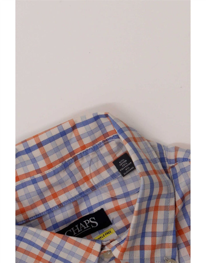 Chaps Mens Shirt Size 16 1/2 Large Blue Check Cotton