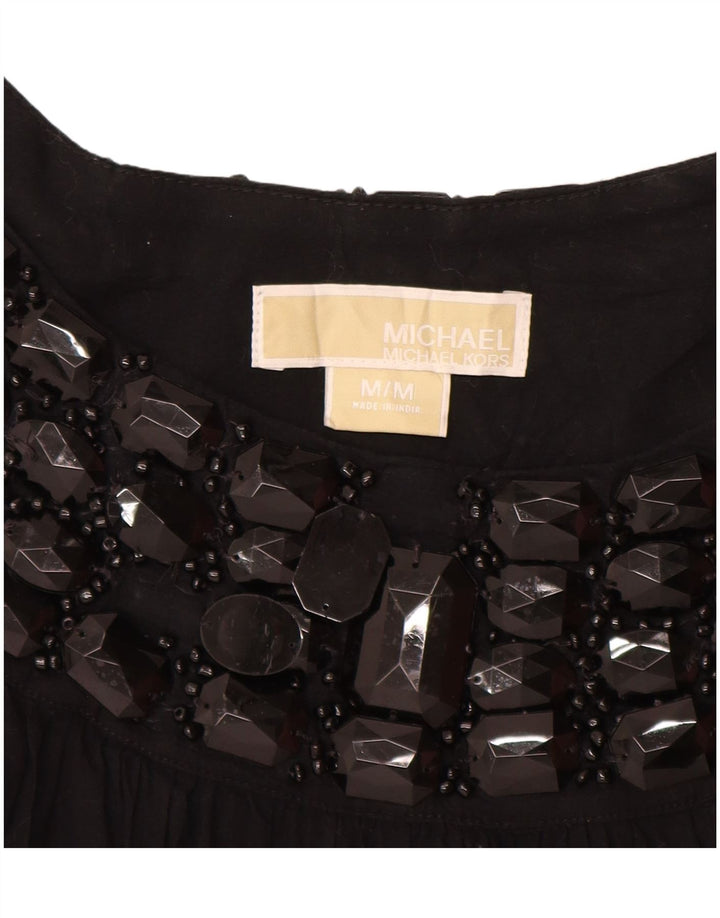 MICHAEL KORS Womens Sleeveless Blouse Top UK 12 Medium Black Cotton