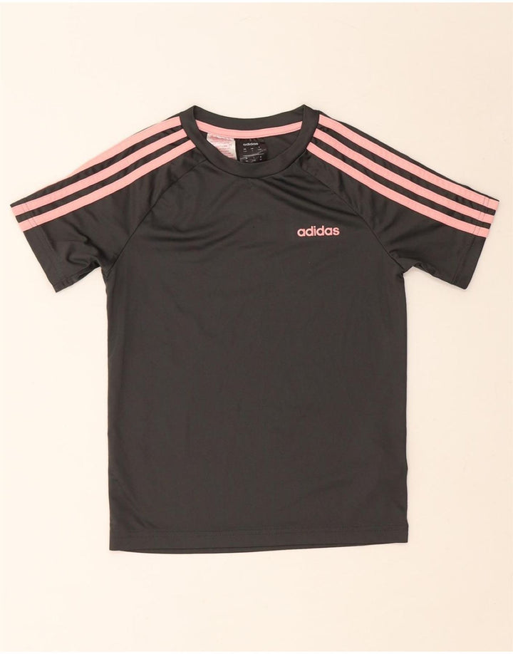 ADIDAS Girls T-Shirt Top 9-10 Years Grey Polyester