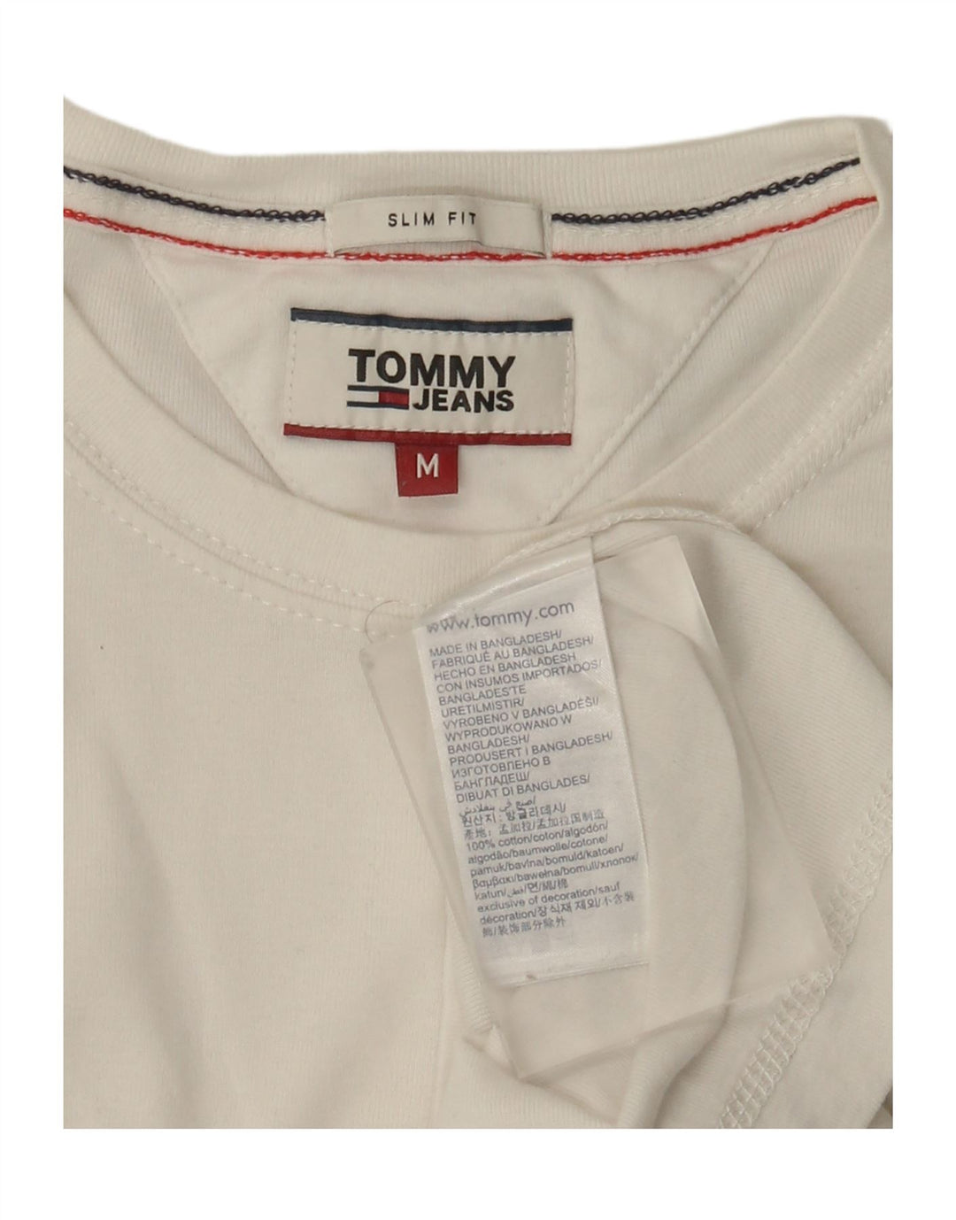 Tommy Hilfiger Mens Slim Fit Top Long Sleeve Medium White Cotton