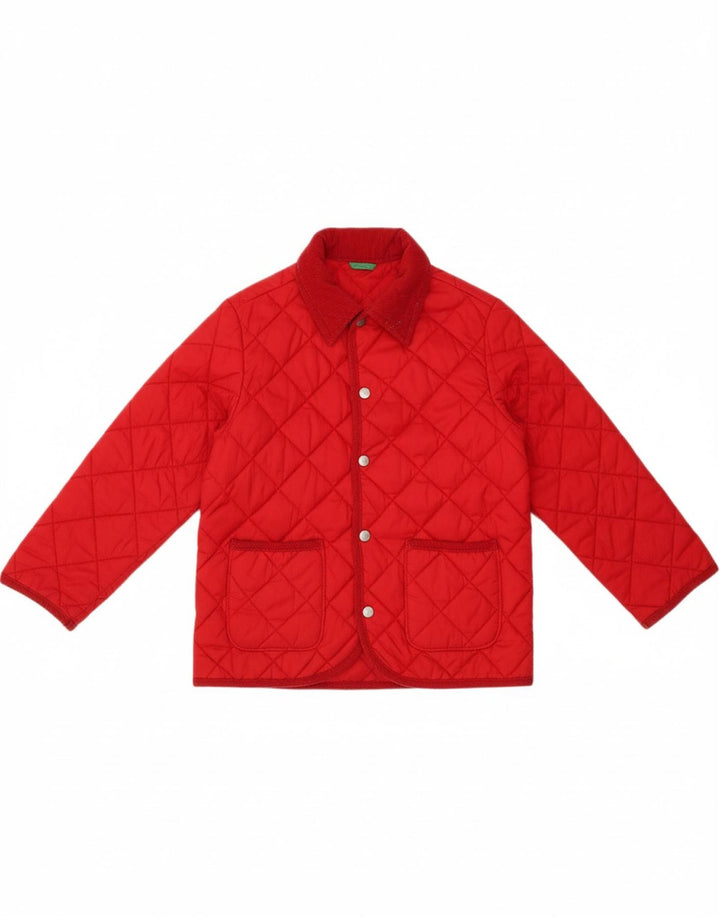 BENETTON Boys Quilted Jacket 5-6 Years Red Polyamide