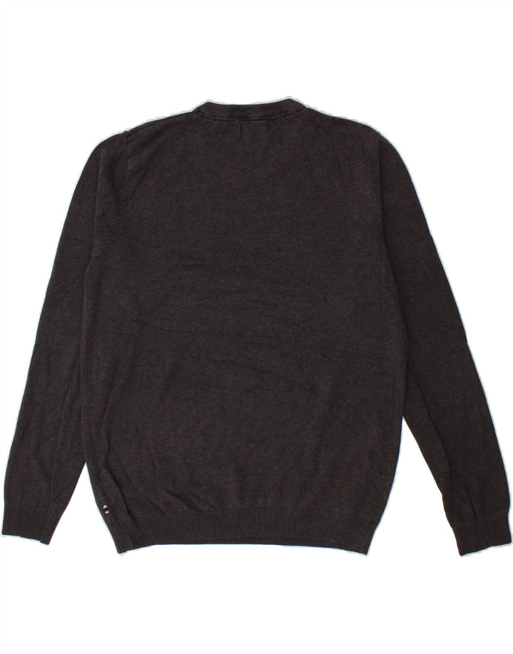 JACK & JONES Mens V-Neck Jumper Sweater Large Grey Cotton Vintage Jack & Jones and Second-Hand Jack & Jones from Messina Hembry 