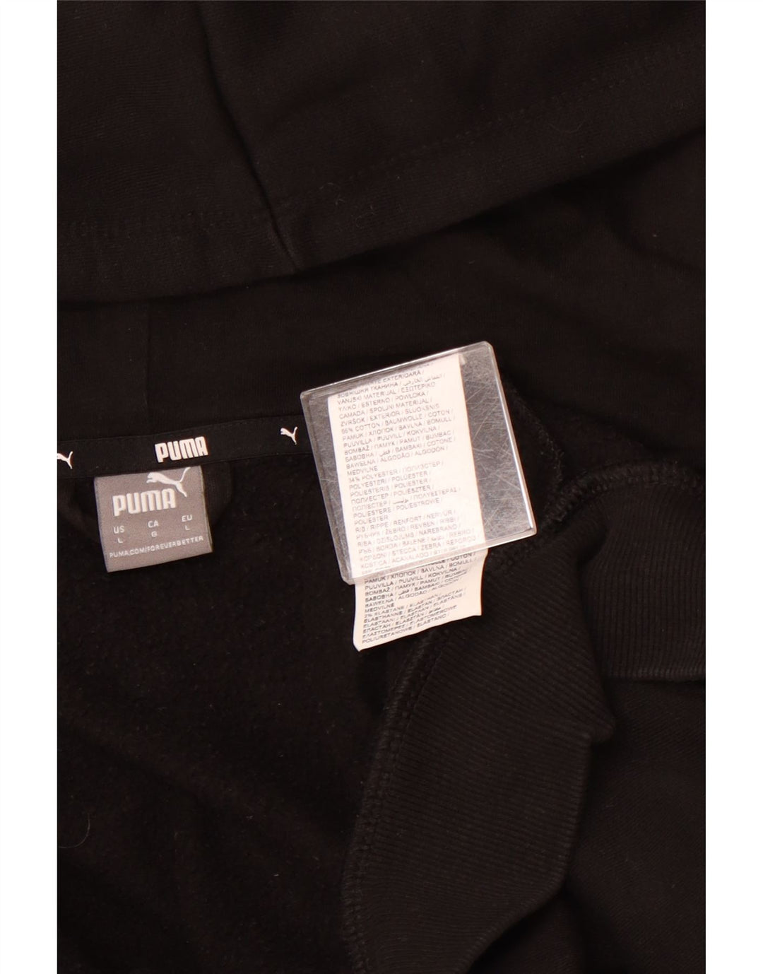 PUMA Womens Graphic Zip Hoodie Sweater UK 16 Large Black Cotton