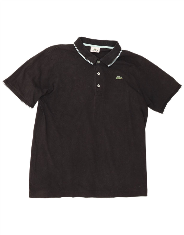 Lacoste Mens Polo Shirt Size 6 XL Black Cotton