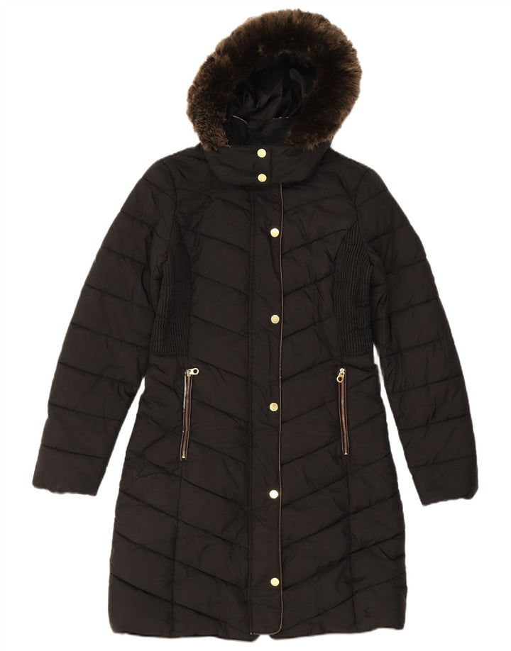Joules Womens Hooded Padded Coat UK 8 Small Black Polyester
