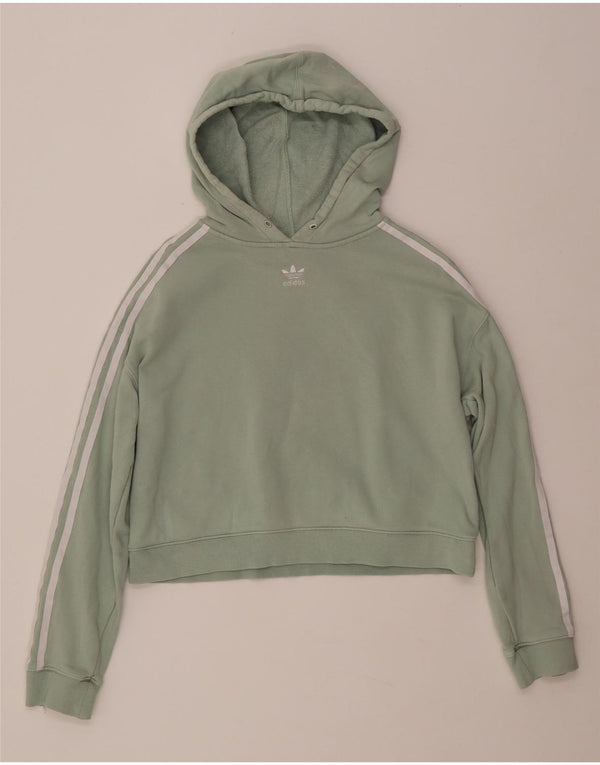 ADIDAS Womens Crop Oversized Hoodie Jumper UK 8 Small Green Cotton