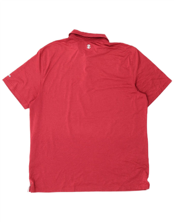 Izod Mens Golf Polo Shirt Large Red Striped Polyester