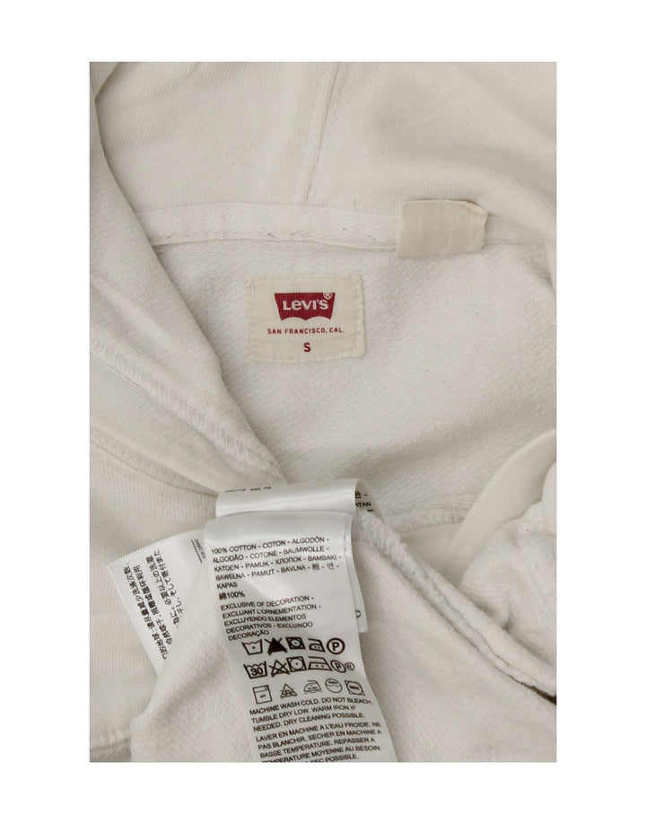 Levi's Mens Graphic Hoodie Jumper Small White Cotton