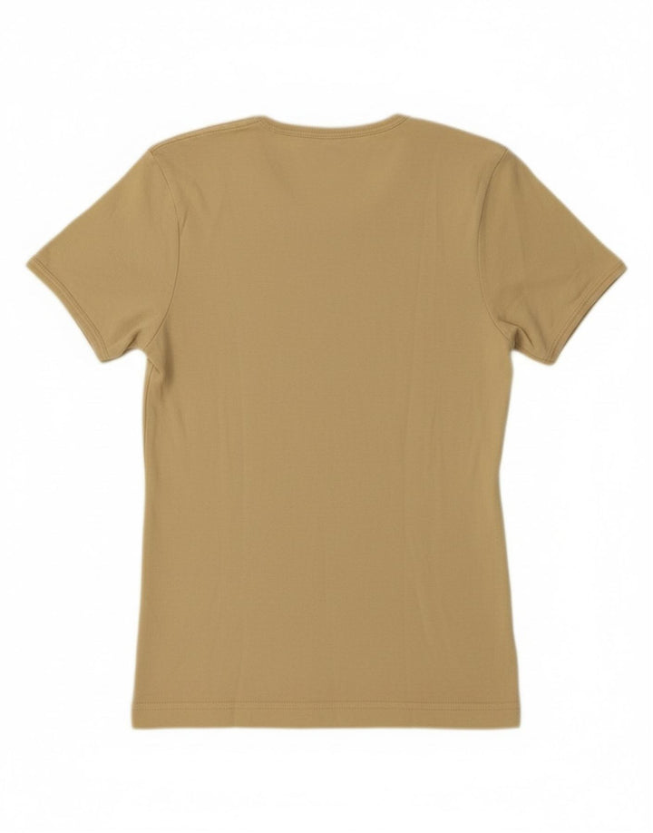 LEE Womens T-Shirt Top UK 12 Medium Beige Cotton