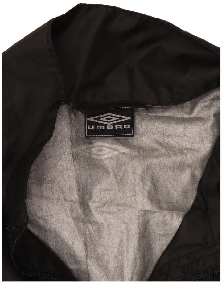 Umbro Mens Graphic Hooded Rain Jacket UK 38 Medium Black Polyester