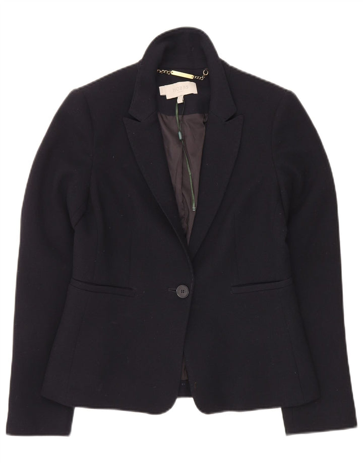 Hobbs Womens 1 Button Blazer Jacket UK 8 Small  Navy Blue Polyester