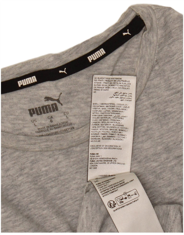 PUMA Womens Graphic T-Shirt Top UK 16 Large Grey Cotton