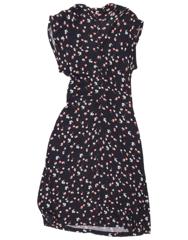 French Connection Womens A-Line Dress UK 14 Medium Navy Blue Floral Viscose