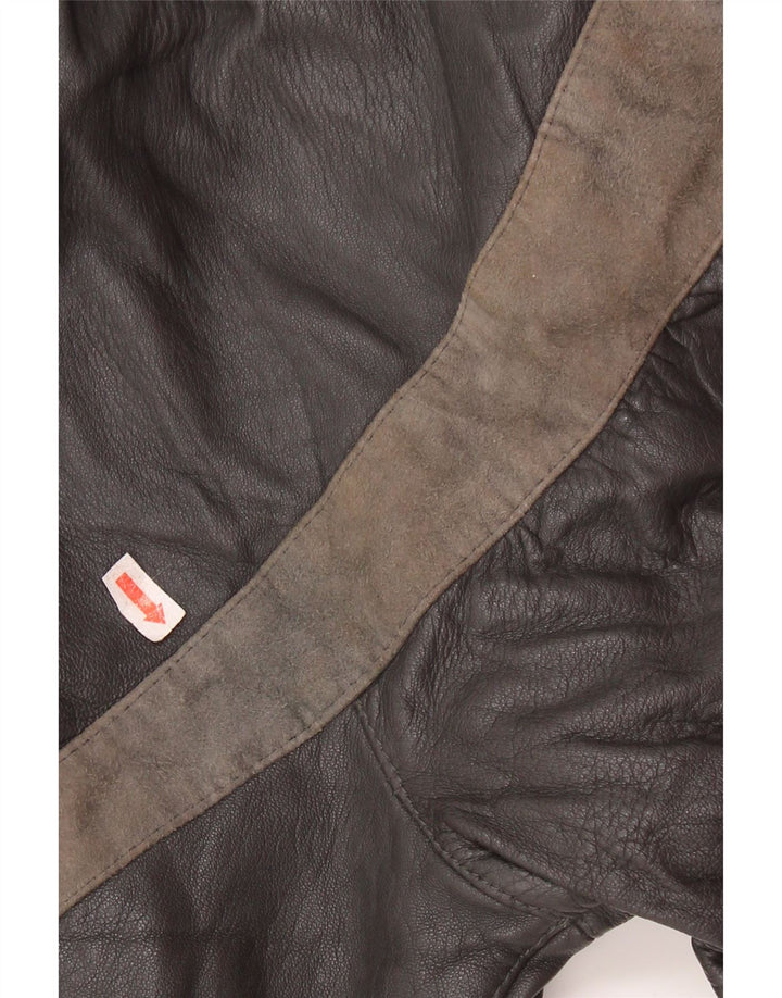 Lavorazione Artigiana Womens Jacket IT 44 Medium Grey Colourblock Leather