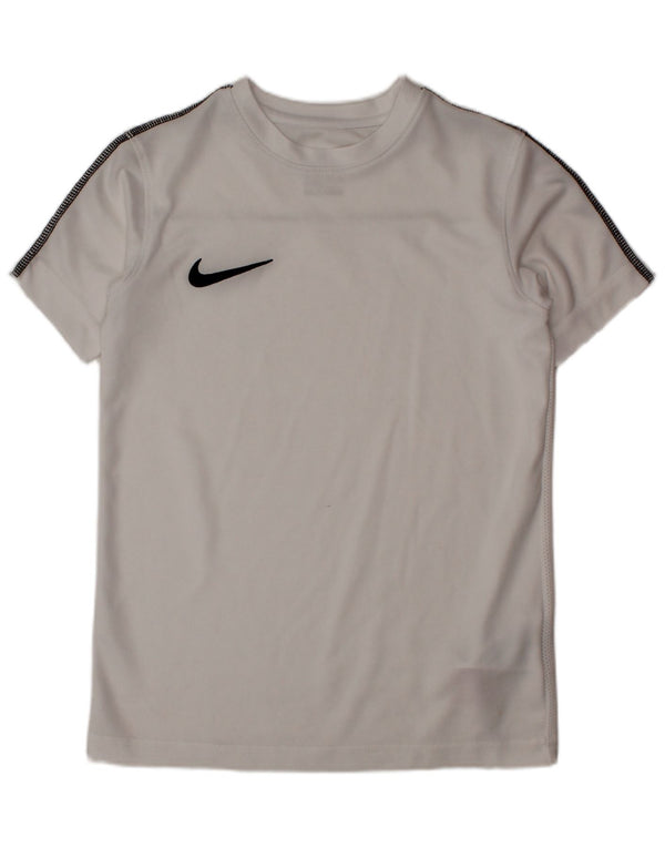 NIKE Boys Dri Fit T-Shirt Top 6-7 Years XS White Colourblock Polyester
