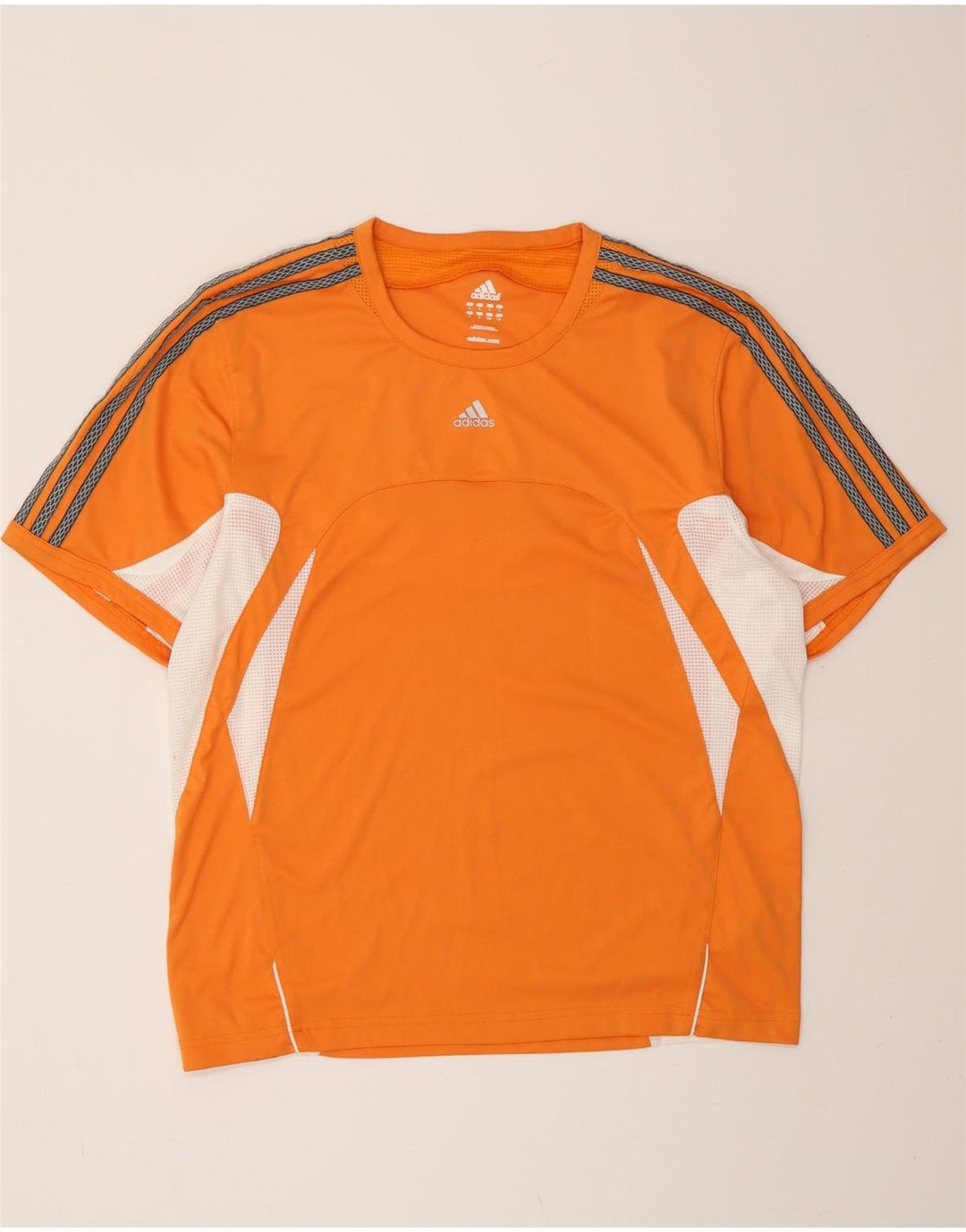 ADIDAS Mens Climacool T-Shirt Top Large Orange Colourblock Polyester