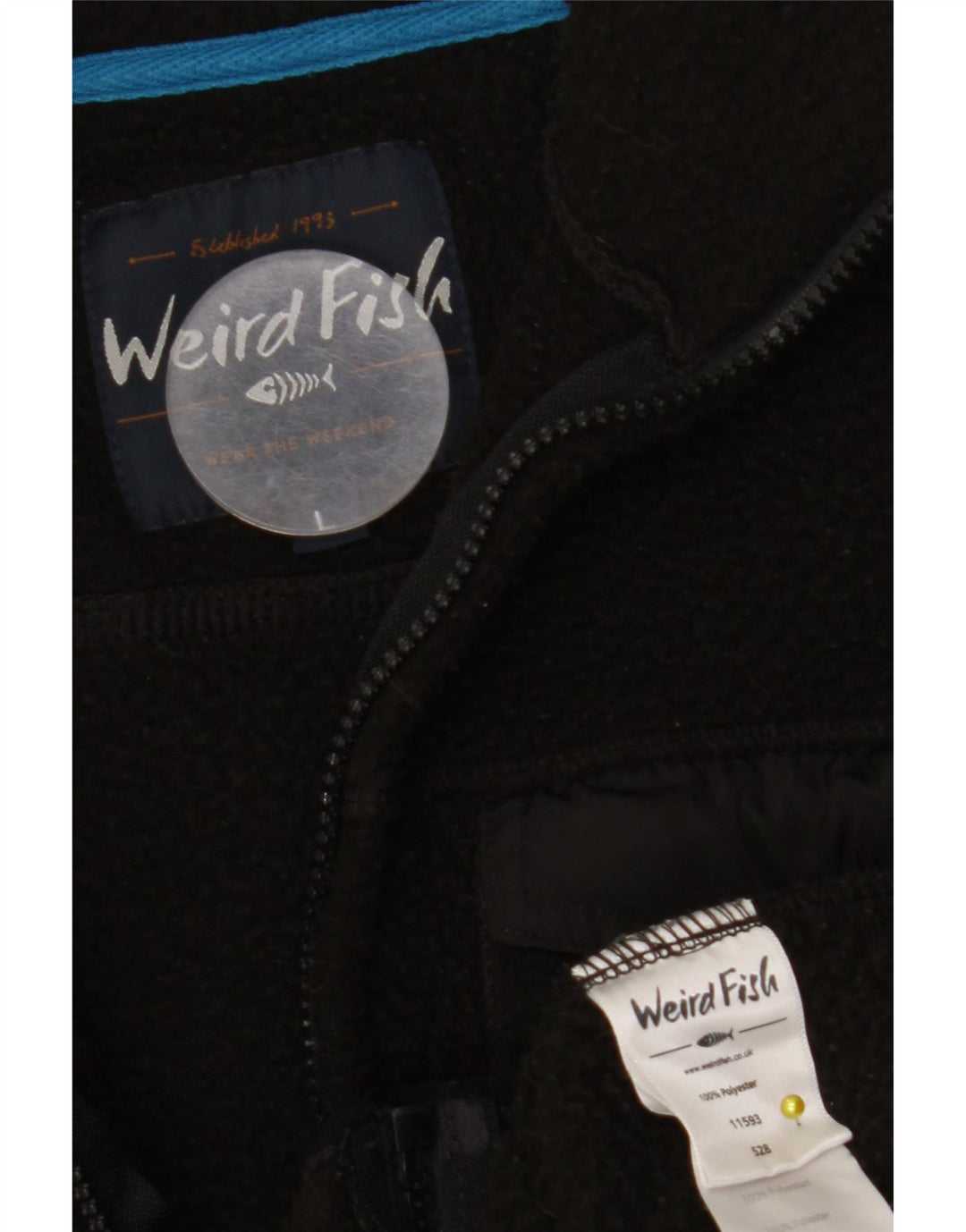 WEIRD FISH Mens Fleece Jacket UK 40 Large Black Polyester