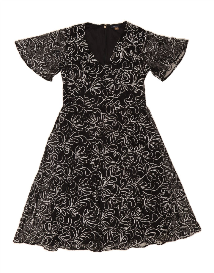 TOMMY HILFIGER Womens A-Line Dress US 8 Medium Black Floral Polyester Vintage Tommy Hilfiger and Second-Hand Tommy Hilfiger from Messina Hembry 