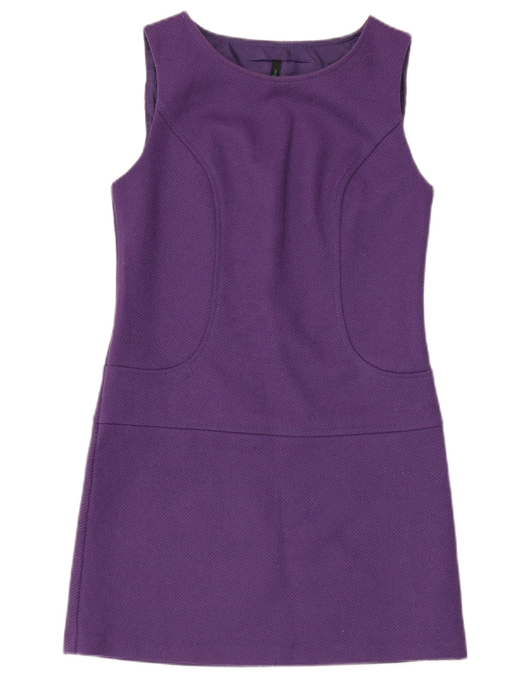 BENETTON Womens Sleeveless Sheath Dress UK 6 XS Purple Virgin Wool
