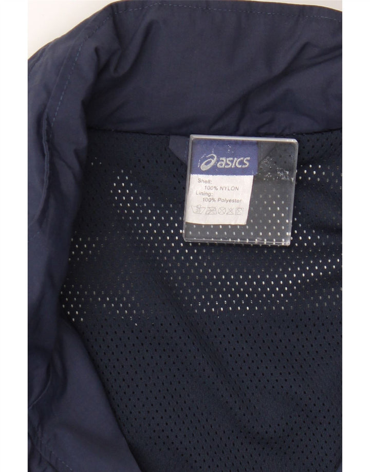 Asics Mens Hooded Rain Jacket UK 40 Large Navy Blue Colourblock Nylon