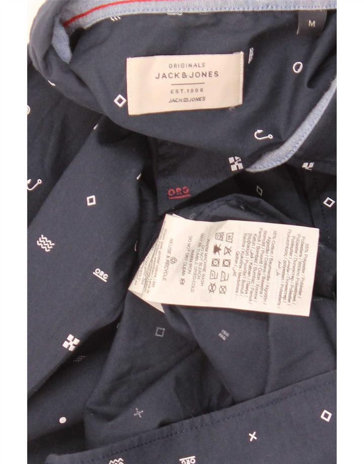 Jack & Jones Mens Abstract Pattern Shirt Medium Navy Blue Polyester