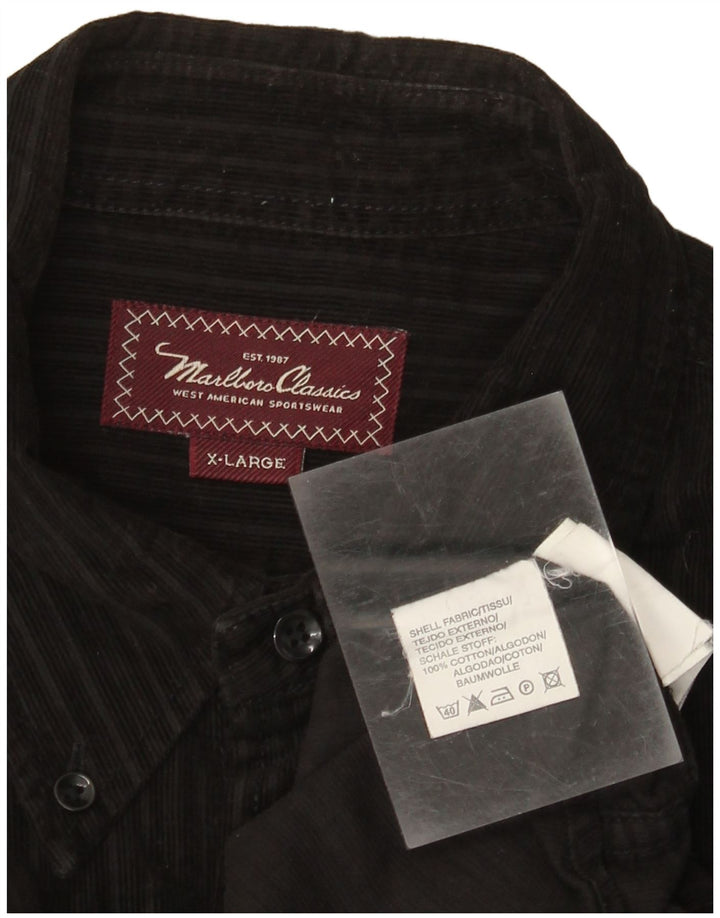 Marlboro Classics Mens Corduroy Shirt XL Black Cotton