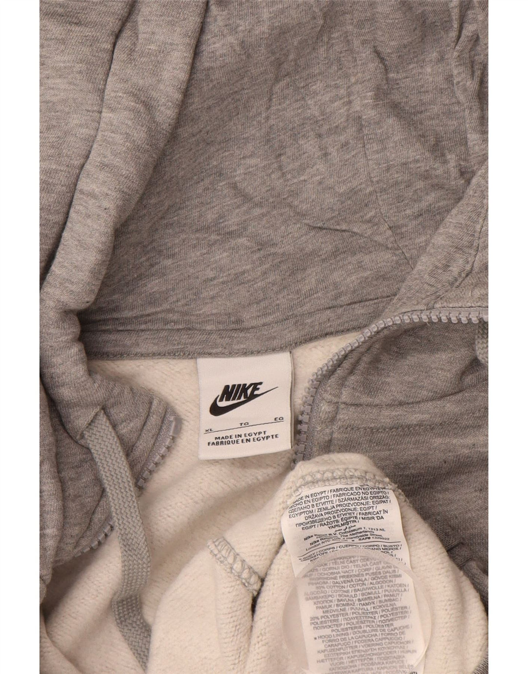 NIKE Mens Zip Hoodie Sweater XL Grey Cotton