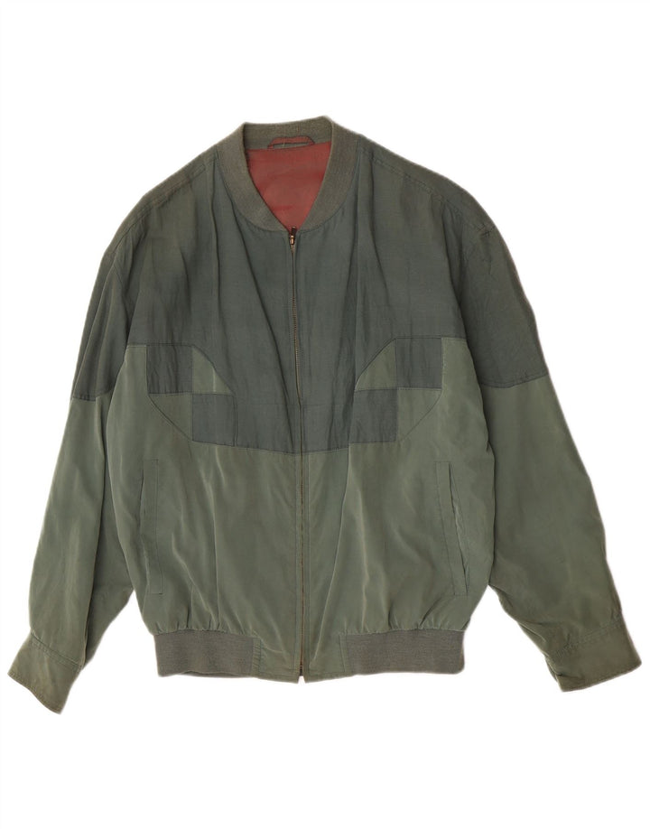 Vintage Mens Bomber Jacket UK 40 Large Green Colourblock