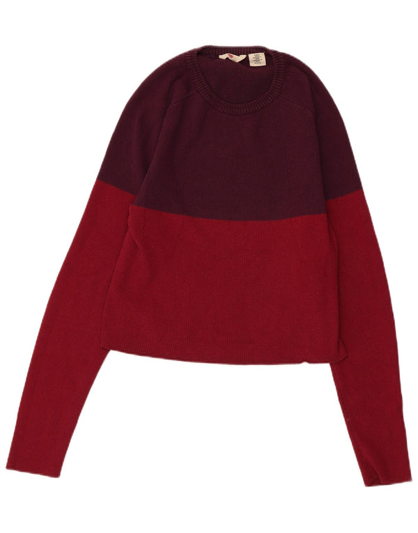 LEVI'S Girls Boat Neck Jumper Sweater 11-12 Years XL Maroon Colourblock