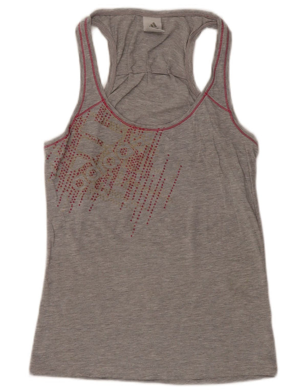 Adidas Womens Graphic Vest Top UK 12 Medium Grey Flecked
