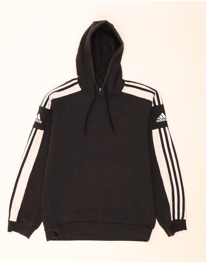 ADIDAS Mens Graphic Hoodie Jumper Medium Black Colourblock Cotton
