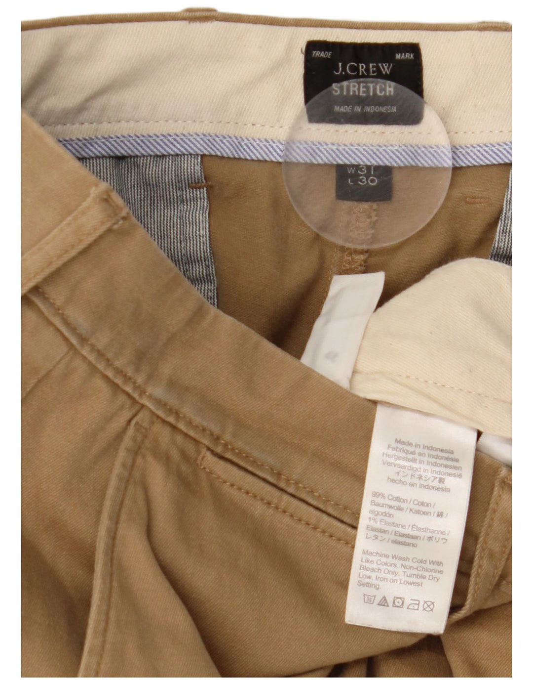 J. CREW Mens Straight Chino Trousers W31 L30 Beige Cotton