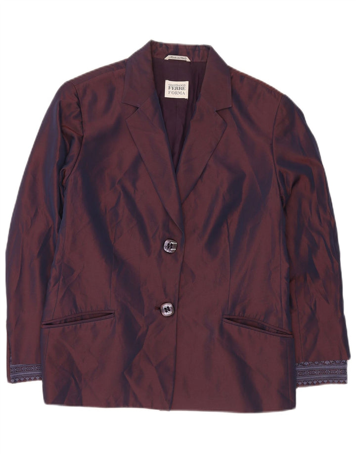 GIANFRANCO FERRE Womens 2 Button Blazer Jacket UK 16 Large Purple Floral