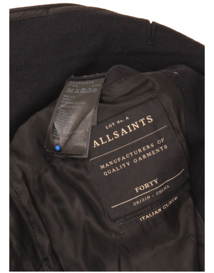 ALL SAINTS Mens Overcoat UK 40 Large Black Wool
