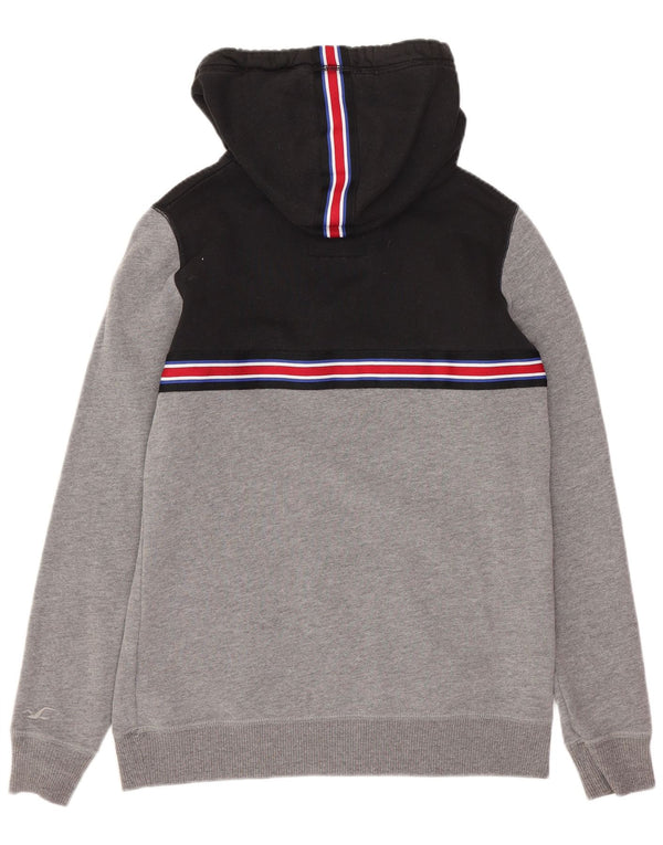 Hollister Womens Oversized Hoodie Jumper UK 6 XS Grey Colourblock Cotton
