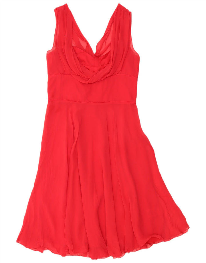 Ted Baker Womens Sleeveless A-Line Dress Size 4 Large Red Silk