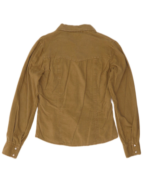 Pimkie Womens Corduroy Shirt EU 38 Medium Khaki Cotton