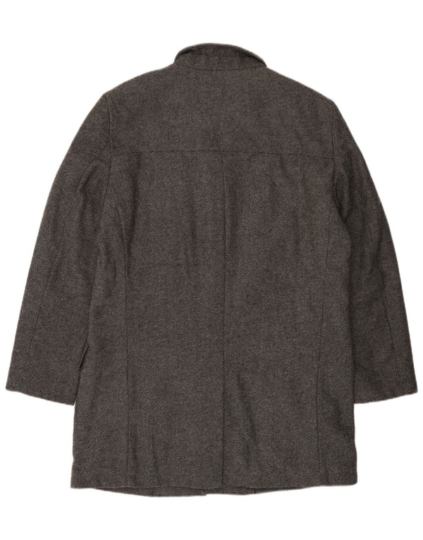 Bruno Banani Mens Overcoat UK 44 2XL Grey Pinstripe Wool
