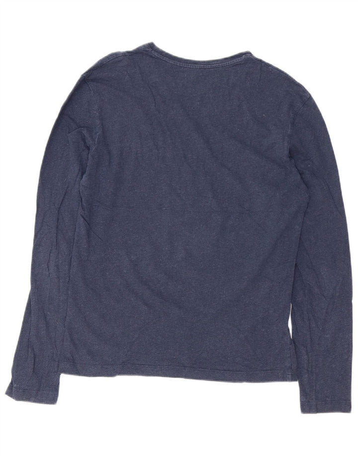 CALVIN KLEIN Mens Graphic Top Long Sleeve Small Navy Blue Cotton